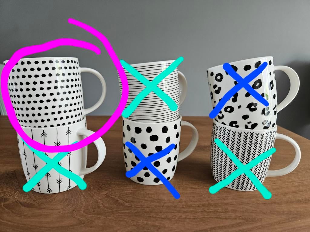Kleine zwart/witte mok Kasitoo van Xenos NOG 1!!, Ophalen of Verzenden, Zo goed als nieuw, Overige stijlen, Kop(pen) en/of Schotel(s)