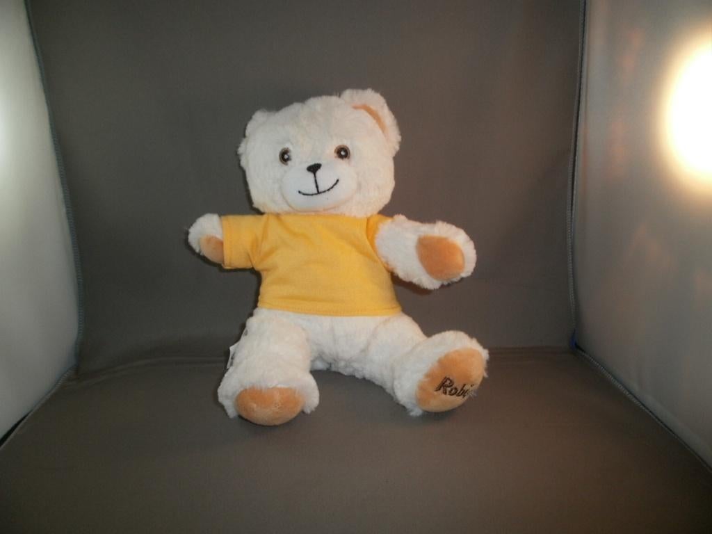 robijn beer gele trui wit velours met bruine poot zolen op, Ophalen of Verzenden, Nieuw, Beer