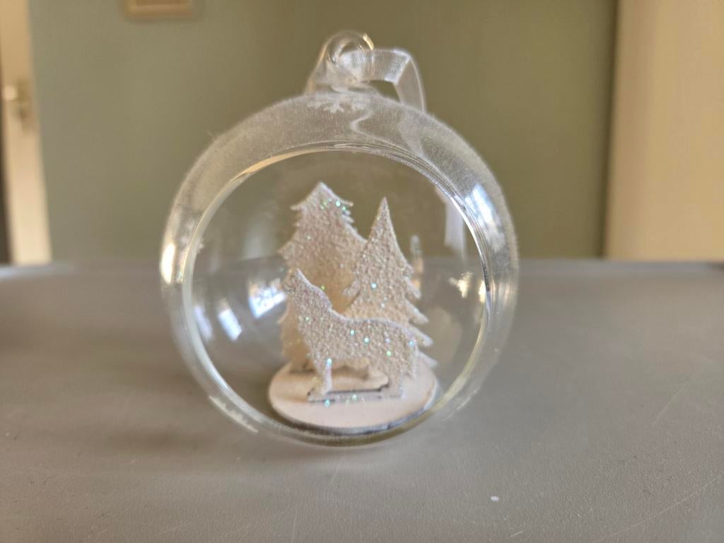 Glazen Kerstbal met Wolf decoratie, Diversen, Verzenden