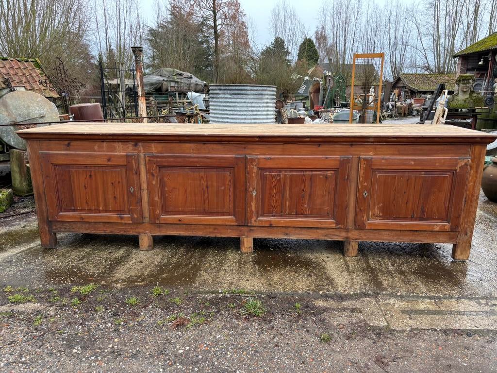 Oude toonbank of kookeiland met eiken blad of roomdivider, Ophalen