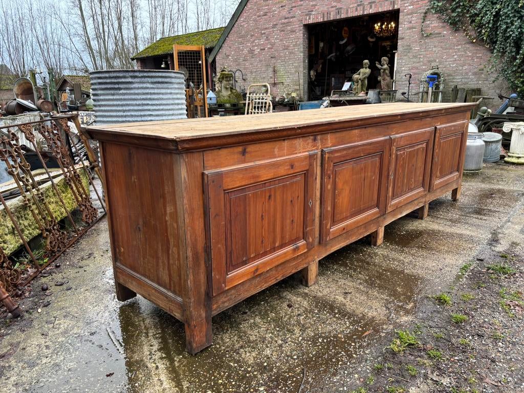 Oude toonbank of kookeiland met eiken blad of roomdivider, Ophalen