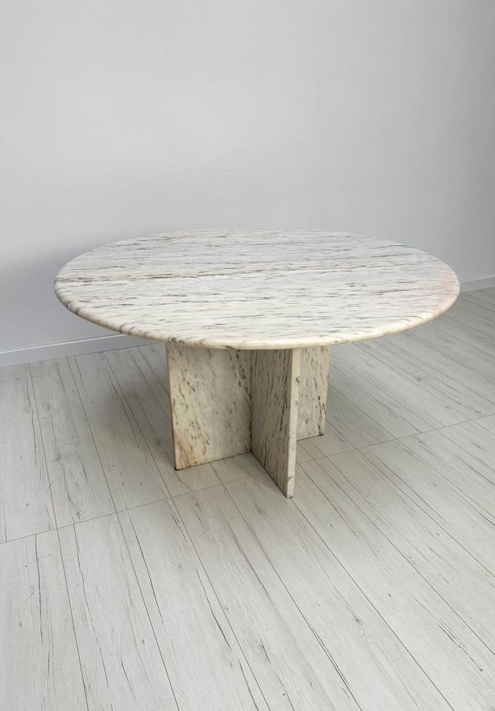 Vintage Design Eettafel Marmer Jaren 70 Mid Century, Overige materialen, Mid Century Modern, Vintage, Retro, Rond, Ophalen of Verzenden