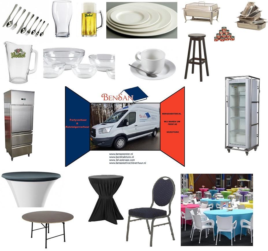 tafels stoelen service bestek glaswerk meubel bensan enter, Ophalen, Zo goed als nieuw, Overige