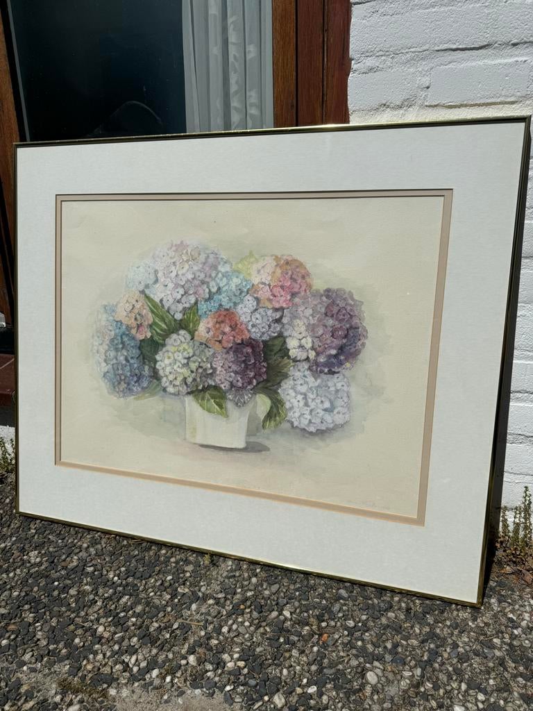 Aquarel Hortensia's in Lijst, Ophalen