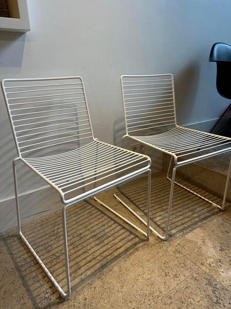 Hay Hee Tuinstoel Wit Draad, Tuin en Terras, Tuinstoelen, Gebruikt, Metaal, Stapelbaar, Ophalen