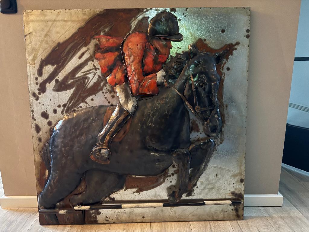 Wanddecoratie 3D metalen bord paard *nieuw*, Ophalen