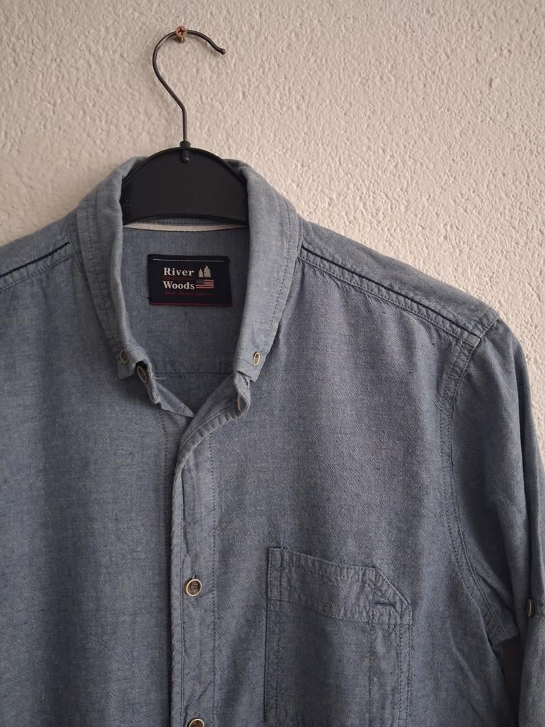 River Woods overhemd blauw - Maat L, Kleding | Heren, Overhemden, Blauw, Ophalen of Verzenden, Zo goed als nieuw, Halswijdte 41/42 (L)