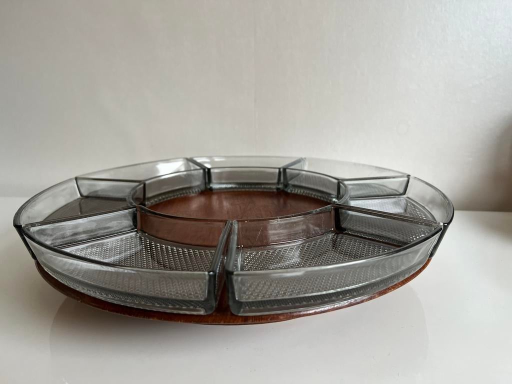 Vintage Deens DIGSMED Teakhout Carrousel Lazy Susan 1964, Huis en Inrichting, Ophalen of Verzenden, Zo goed als nieuw, Rond, Hout