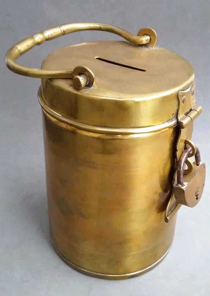 Om 1850-1900 Collectebus Collecte Bus Spaarpot Kerk Kapel, Ophalen of Verzenden, Koper