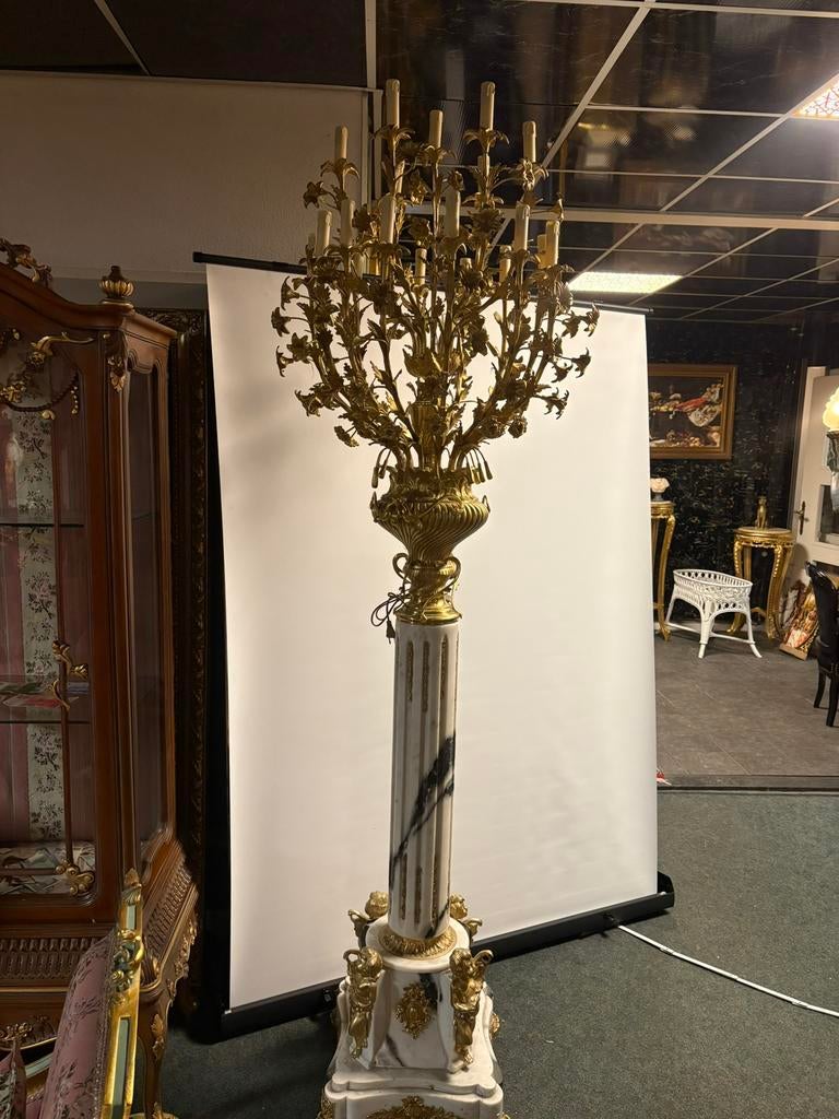 Staande kasteel lamp marmer brons, Huis en Inrichting, Ophalen of Verzenden, Zo goed als nieuw