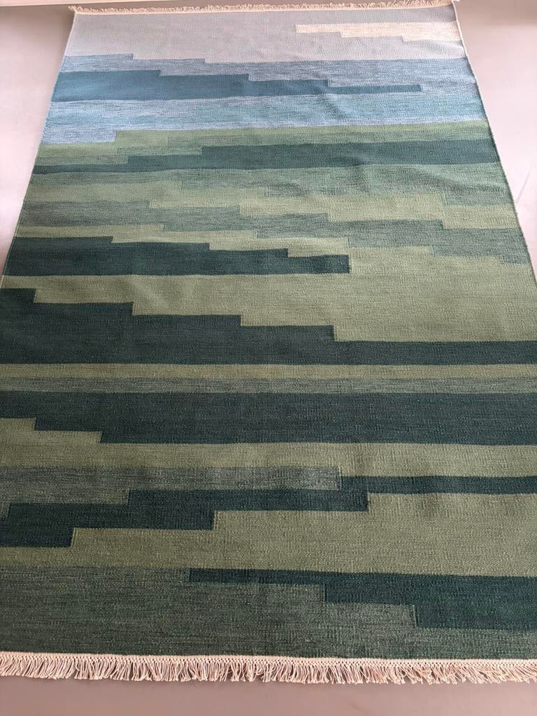 NIEUW handgeweven groot 3x2m vloerkleed gebaseerd op Wadden, 150 tot 200 cm, Ophalen of Verzenden, Vesterekki, Nederlands design, landscape carpet