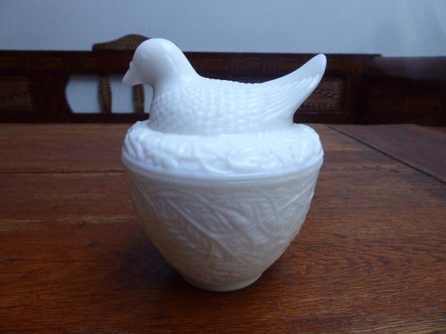 Opaline deksel potje met vogel, Avon, Ophalen of Verzenden