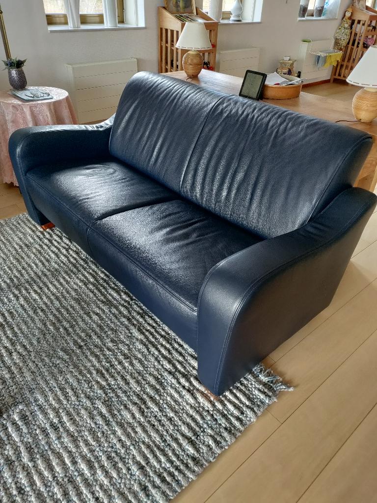 leren 2 1/2-zits bank, Ophalen, 150 tot 200 cm, Tweepersoons, Zo goed als nieuw