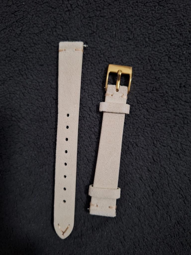Echt Leren Horlogebandje 14mm voor Garmin Lily - Taupe/Grijs, Ophalen of Verzenden, Nieuw, Leer, Overige merken