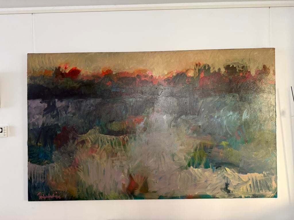 Groot schilderij Donkersloot. 120-200 cm., Antiek en Kunst, Kunst | Schilderijen | Abstract, Ophalen