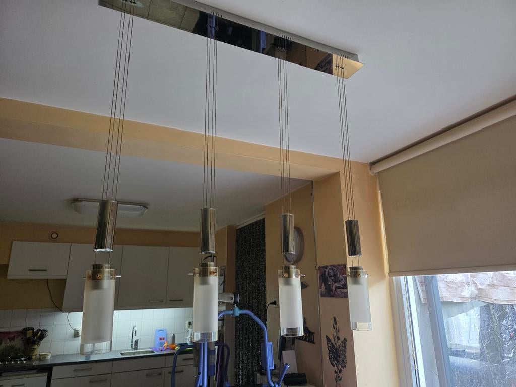 Hanglamp met 5 glazen kokers, Ophalen of Verzenden