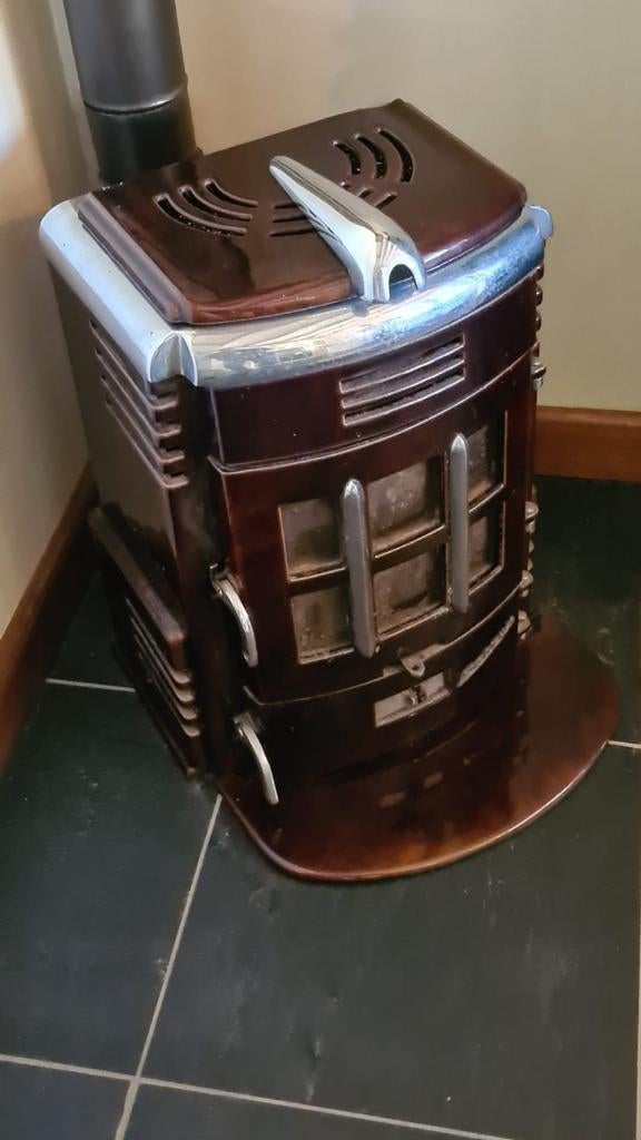 Bruin emaille glanzende kolenkachel, Verzenden, Gebruikt, Overige brandstoffen, Kolenkachel