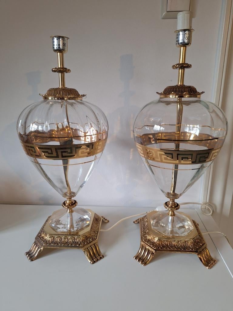 Antieke vintage schemerlampen met Versace-teken (set van 2), Ophalen