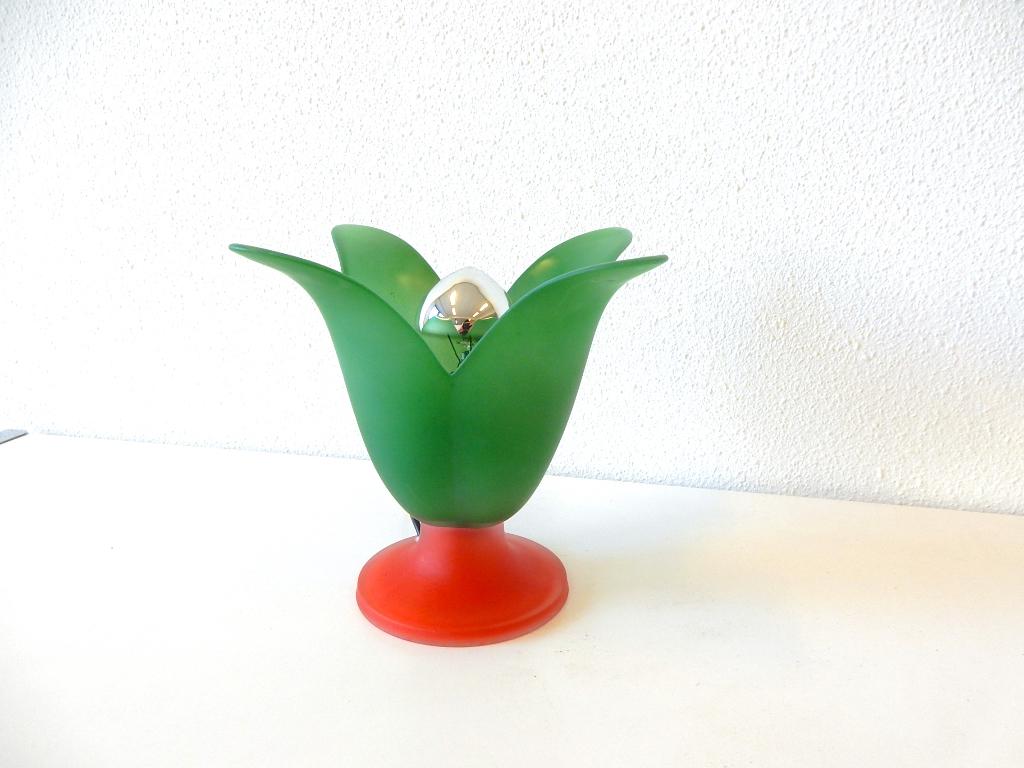 vintage Van De Heg tafellamp glas lamp jaren 80 tulp, Ophalen of Verzenden, Huis en Inrichting
