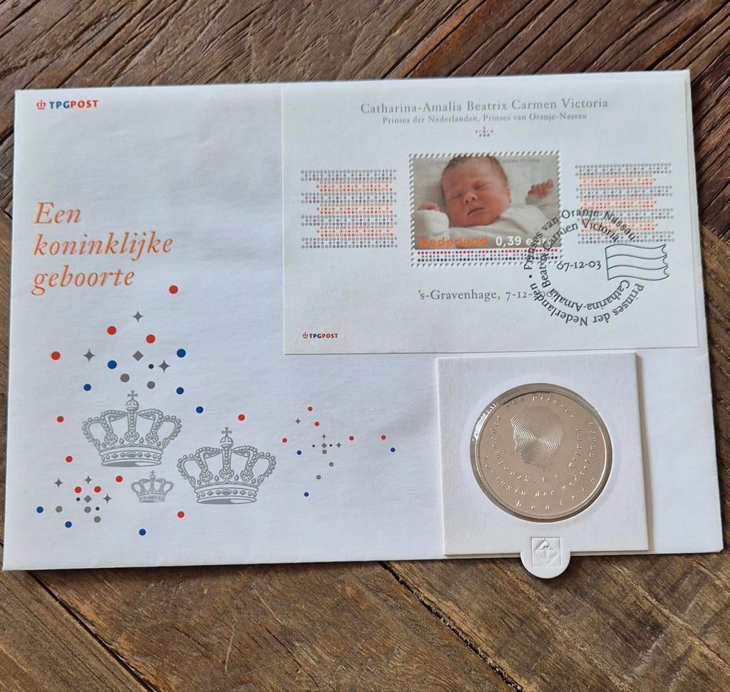 Geborte van Princess Amalia  zilveren munt, Postzegels en Munten, Setje, Koningin Beatrix, Euro's, Ophalen of Verzenden