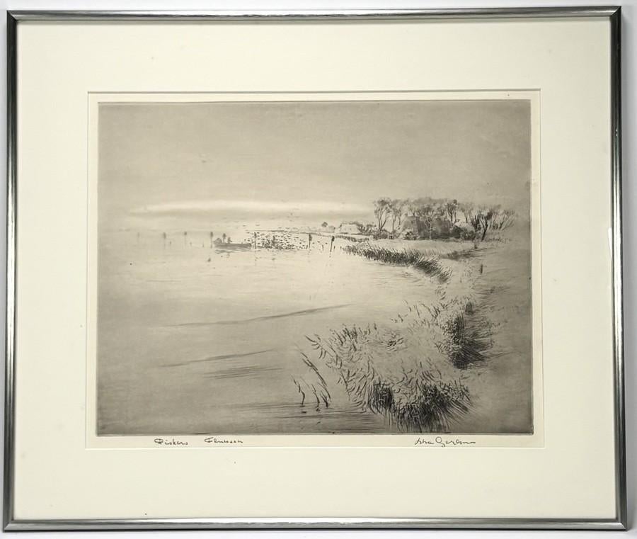 1268. Ets, Abe Gerlsma – "Fiskers Fluessen", ca.1981, Antiek en Kunst, Kunst | Etsen en Gravures, Ophalen of Verzenden