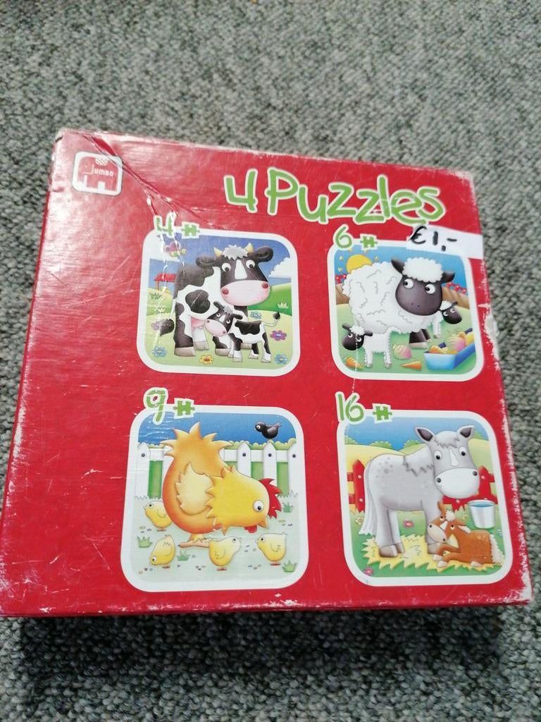 Vier Kinderpuzzels, Een of twee spelers, Ophalen of Verzenden, Gebruikt, Jumbo