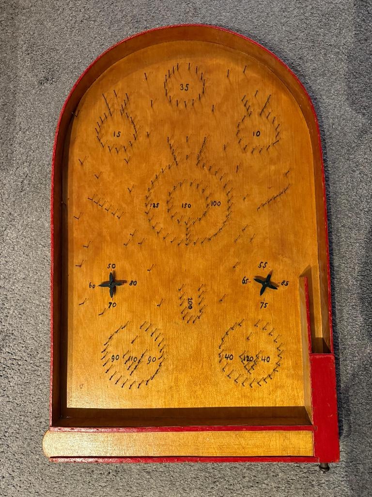 Vintage houten knikkerspel flipperkast spel - 81x51 cm, Ophalen of Verzenden