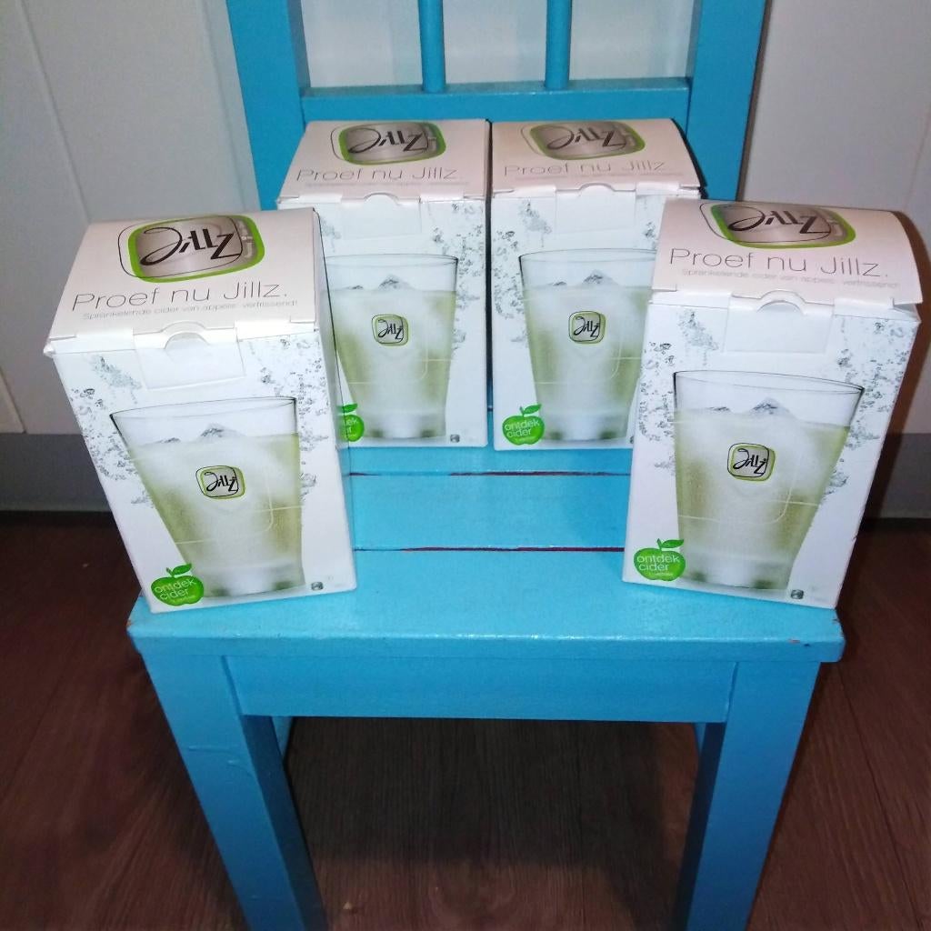 Jilz cider glazen sprankelende cider van appels 4 stuks, Glas of Glazen, Nieuw, Ophalen of Verzenden, Glas