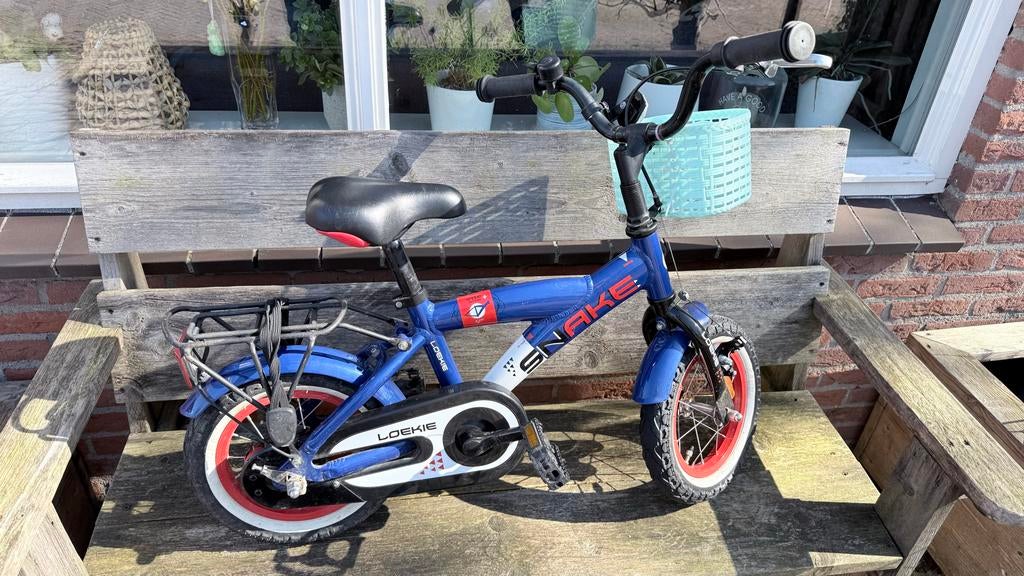 Loekie Snake 12 inch kinderfiets - Blauw, Ophalen, Gebruikt, Minder dan 16 inch, Zijwieltjes