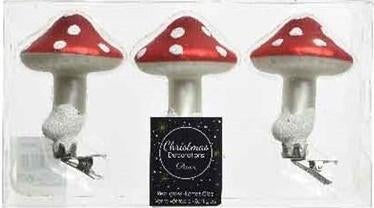 Kerstbal paddenstoel Glas op clip, Ophalen, Nieuw