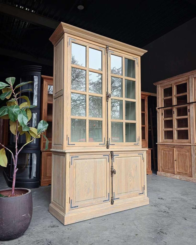 Zeer mooie eikenhouten vitrinekast | Franse buffetkast #2658, Niet ingevuld, 100 tot 150 cm, 200 cm of meer, Niet ingevuld