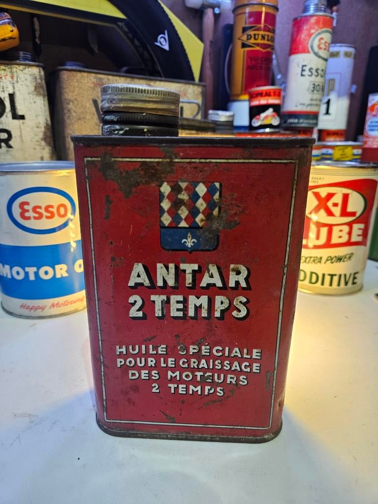 Antar olieblik tweetakt 2T 1 liter 2 temps, Verzamelen, Ophalen, Gebruikt, Overige