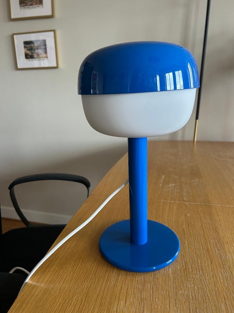 Blauwe tafellamp, Huis en Inrichting, Lampen | Tafellampen, Ophalen of Verzenden, Gebruikt, Kunststof, Minder dan 50 cm