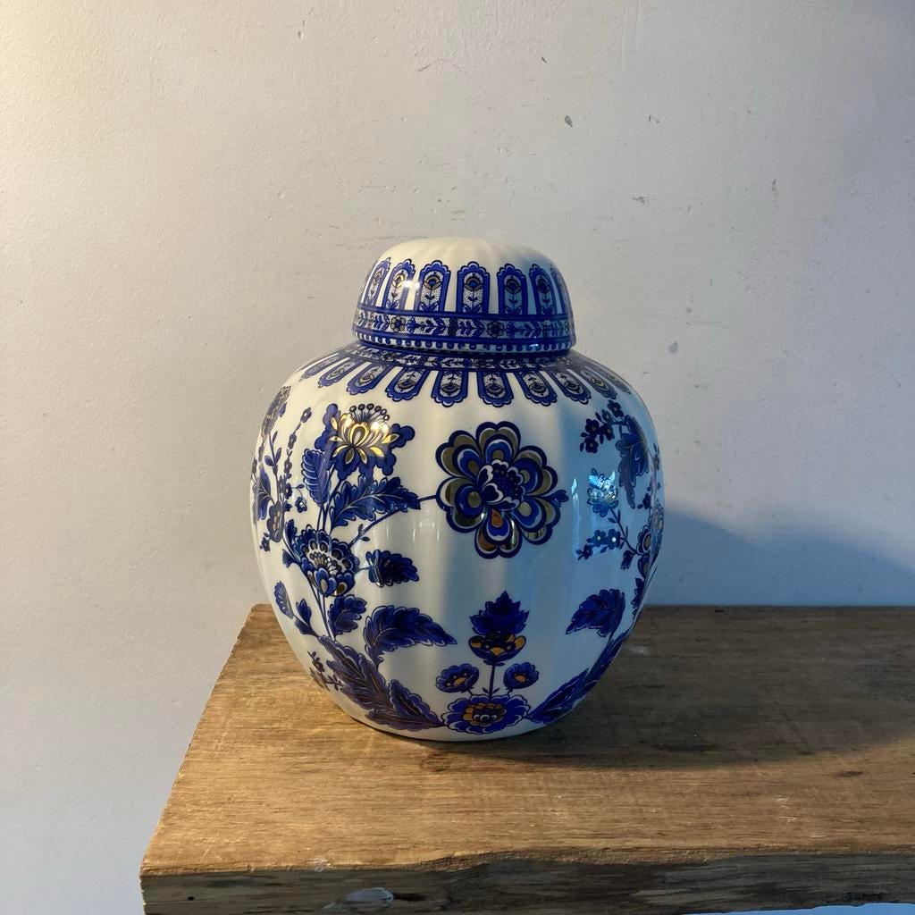 Italiaanse gemberpot, vintage, blauw-wit, 17x19 cm, Ophalen of Verzenden