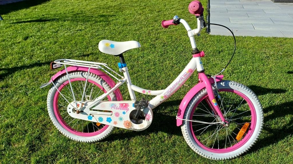 Volare 18 inch kinderfiets wit met roze, Ophalen, Gebruikt, 16 tot 20 inch