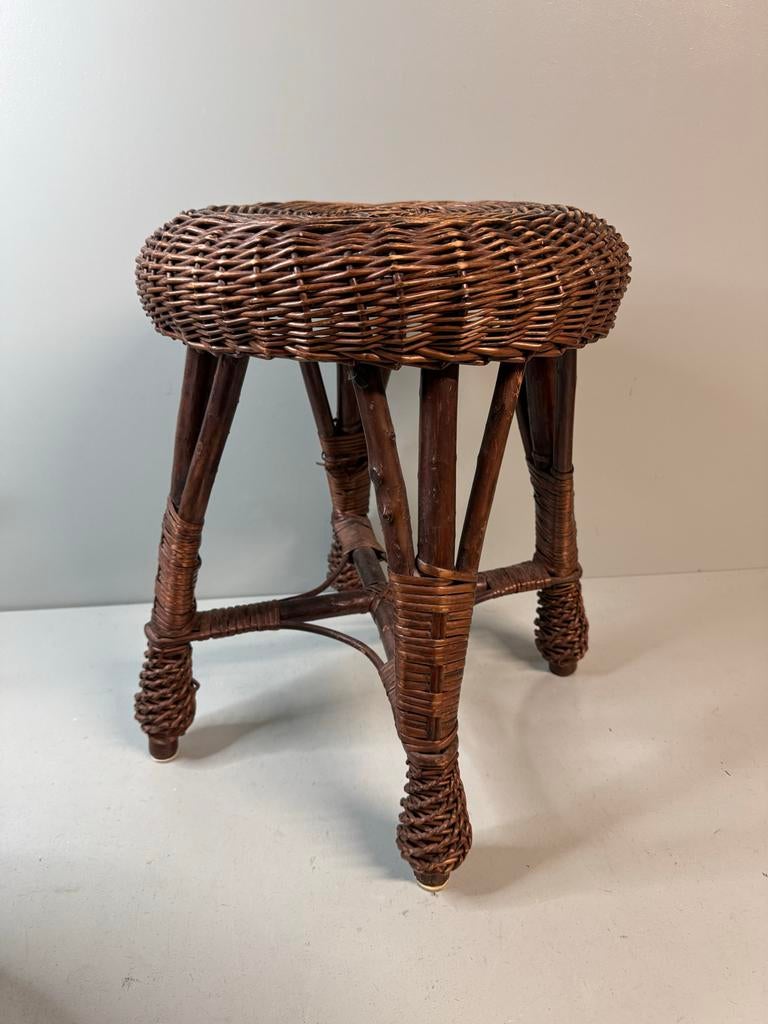 Leuke vintage rotan kruk - Perfect voor elk interieur, Overige materialen, Gebruikt, ?, ?