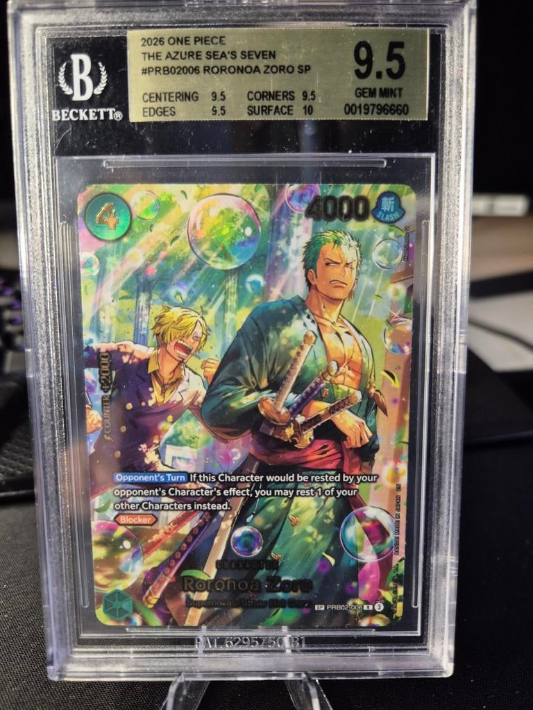 One Piece Roronoa Zoro PRB02-006 Bubble Zoro SP Beckett 9.5, Ophalen of Verzenden