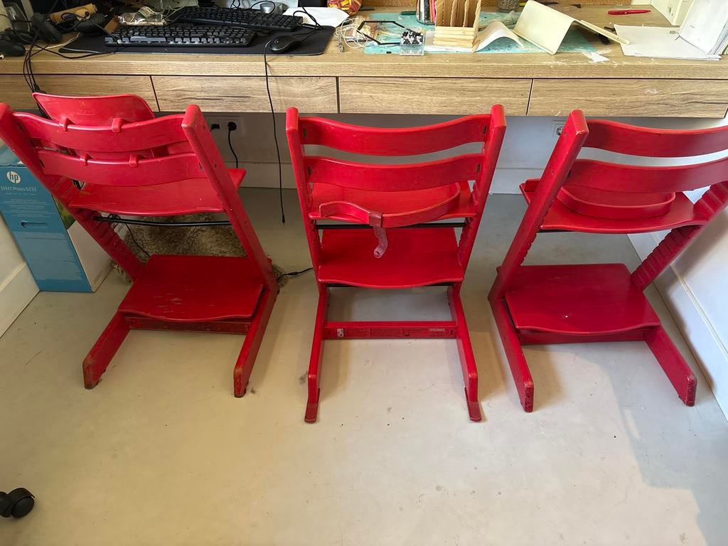 Stokke Tripp Trapp kinderstoelen, Kinderen en Baby's, Kinderstoelen, Gebruikt, Meegroeistoel, Aanschuifbaar, Ophalen