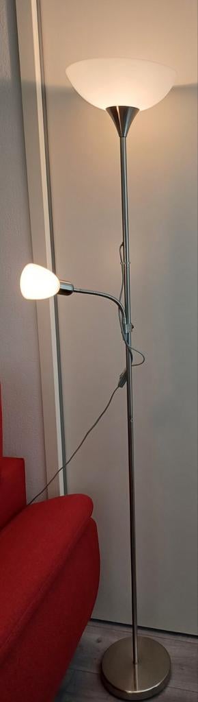Moderne staande lamp met leeslamp - niet dimbaar, Ophalen, Gebruikt, Glas, Modern