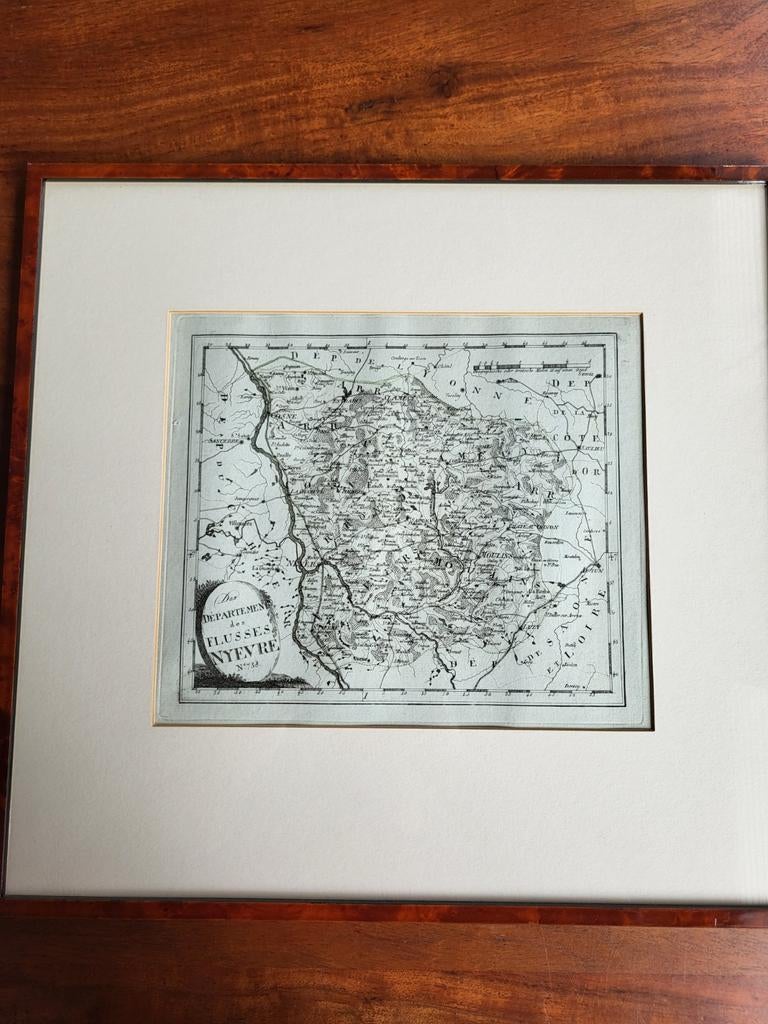 Antieke kaart: Departement Nièvre, Frankrijk (18e eeuw), Boeken, Atlassen en Landkaarten, Voor 1800, Frankrijk, Ophalen of Verzenden