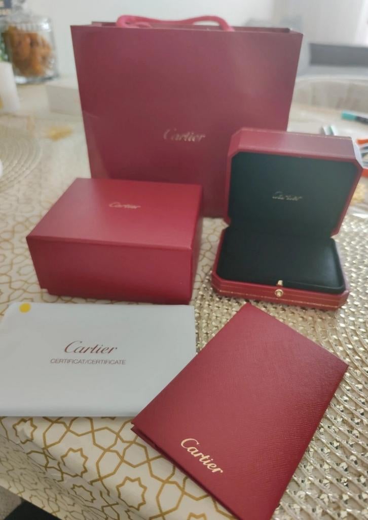 Cartier Armband Trinity Groen Koord met Doos en Certificaat, Ophalen of Verzenden, Zo goed als nieuw, Groen, Goud