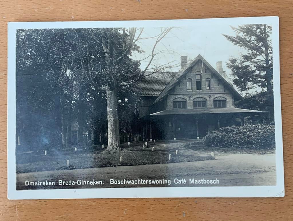 Ansichtkaart Breda Ginneken cafe Mastbosch, Verzamelen, Ansichtkaarten | Nederland, Ophalen of Verzenden, 1920 tot 1940, Noord-Brabant