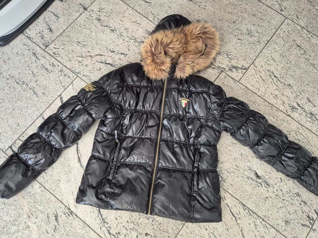 Zwarte gewatteerde jas met bontkraag Nickelson, Zwart, Maat 42/44 (L), Nickelson, Ophalen of Verzenden