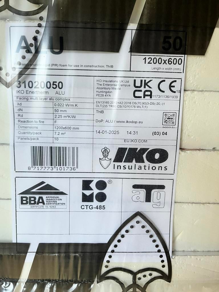 30 isolatieplaten IKO enertherm ALU, Ophalen, 4 tot 8 cm, Nieuw, Hardschuim (Pir)