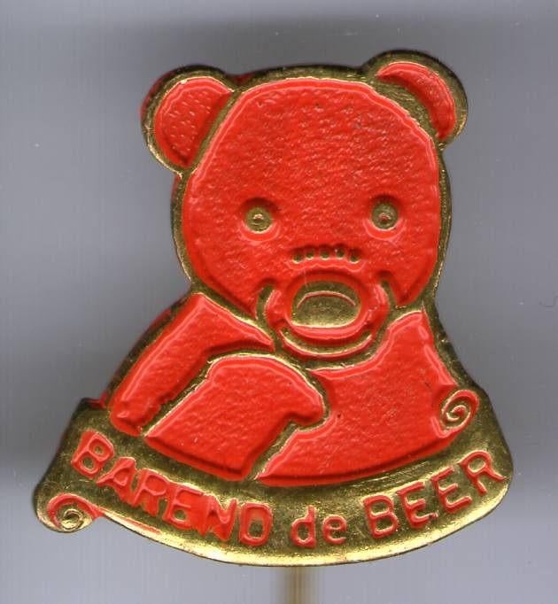 Barend de Beer rood op koper strip speldjes( R_031 ), Verzamelen, Verzenden, Nieuw, Figuurtje, Speldje of Pin