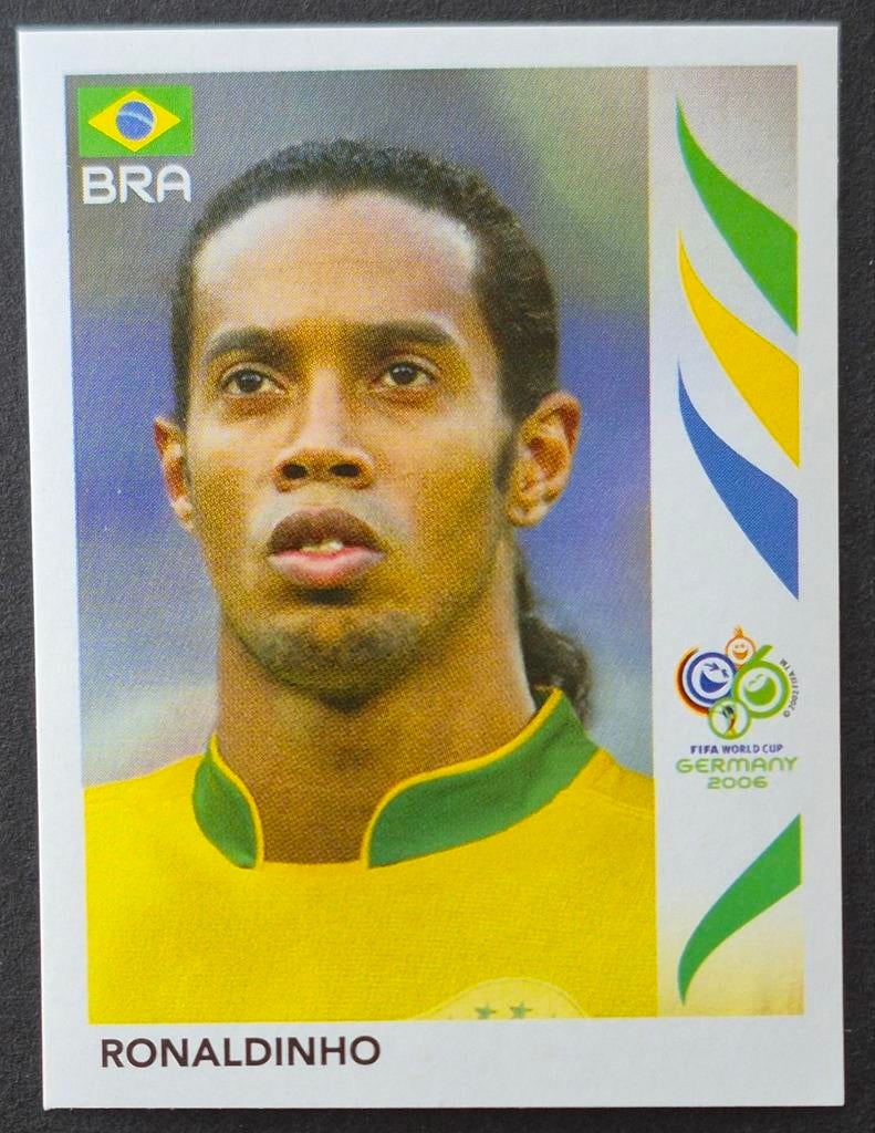 Panini sticker Ronaldinho - Brazilië, WK 2006, Ophalen of Verzenden, Zo goed als nieuw, Buitenlandse clubs, Poster, Plaatje of Sticker