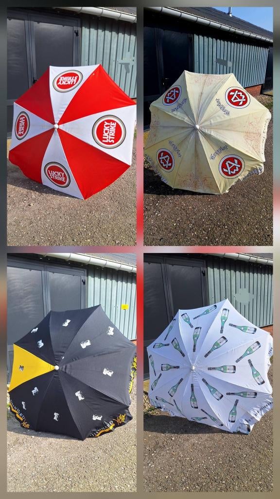 Vrolijke vintage reclame parasol, parasols, div. soorten🌞, Ophalen, Verstelbaar, Gebruikt, .