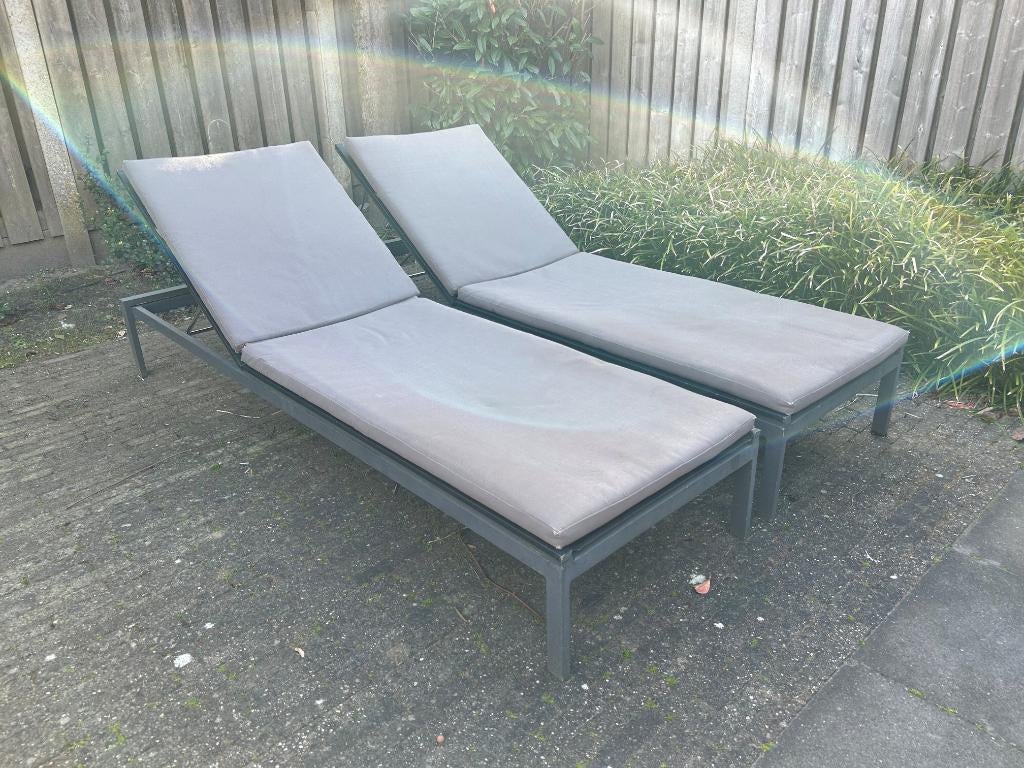 BOREK ligbedden incl. kussens (2), Ophalen, Gebruikt, Aluminium, Verstelbaar