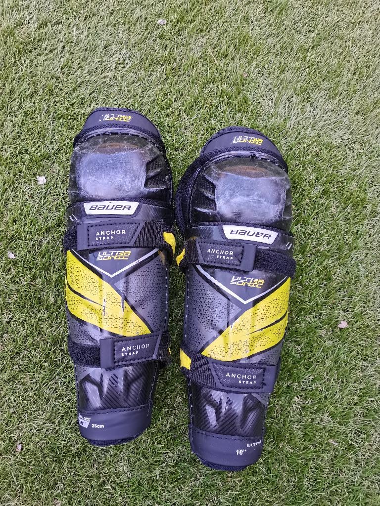 Bauer ultrasonic ijshockey beenkappen yth 10'', Ophalen of Verzenden, Gebruikt, Bescherming