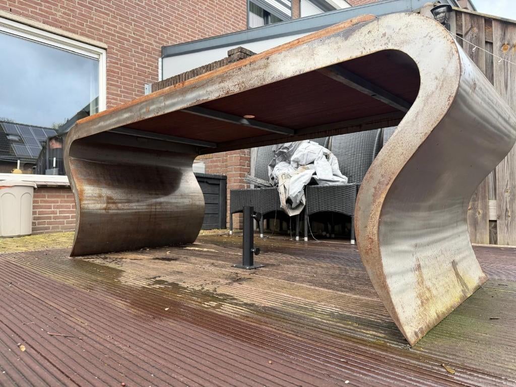 tuintafel, Tuin en Terras, Tuintafels, Ophalen, Gebruikt, Rechthoekig, Hout